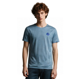 【訂造灰藍拼接短袖T恤】|香港警察學院|圓領設計|短袖剪裁|左胸圓形印花徽章|肩部灰色拼接細節|訓練學員|短袖T恤供應商     T1190 【訂造灰藍拼接短袖T恤】|香港警察學院|圓領設計|短袖剪裁|左胸圓形印花徽章|肩部灰色拼接細節|訓練學員|短袖T恤供應商     T1190